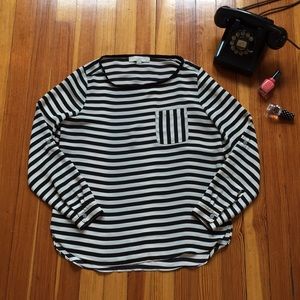 Loft Black & White Striped Blouse
